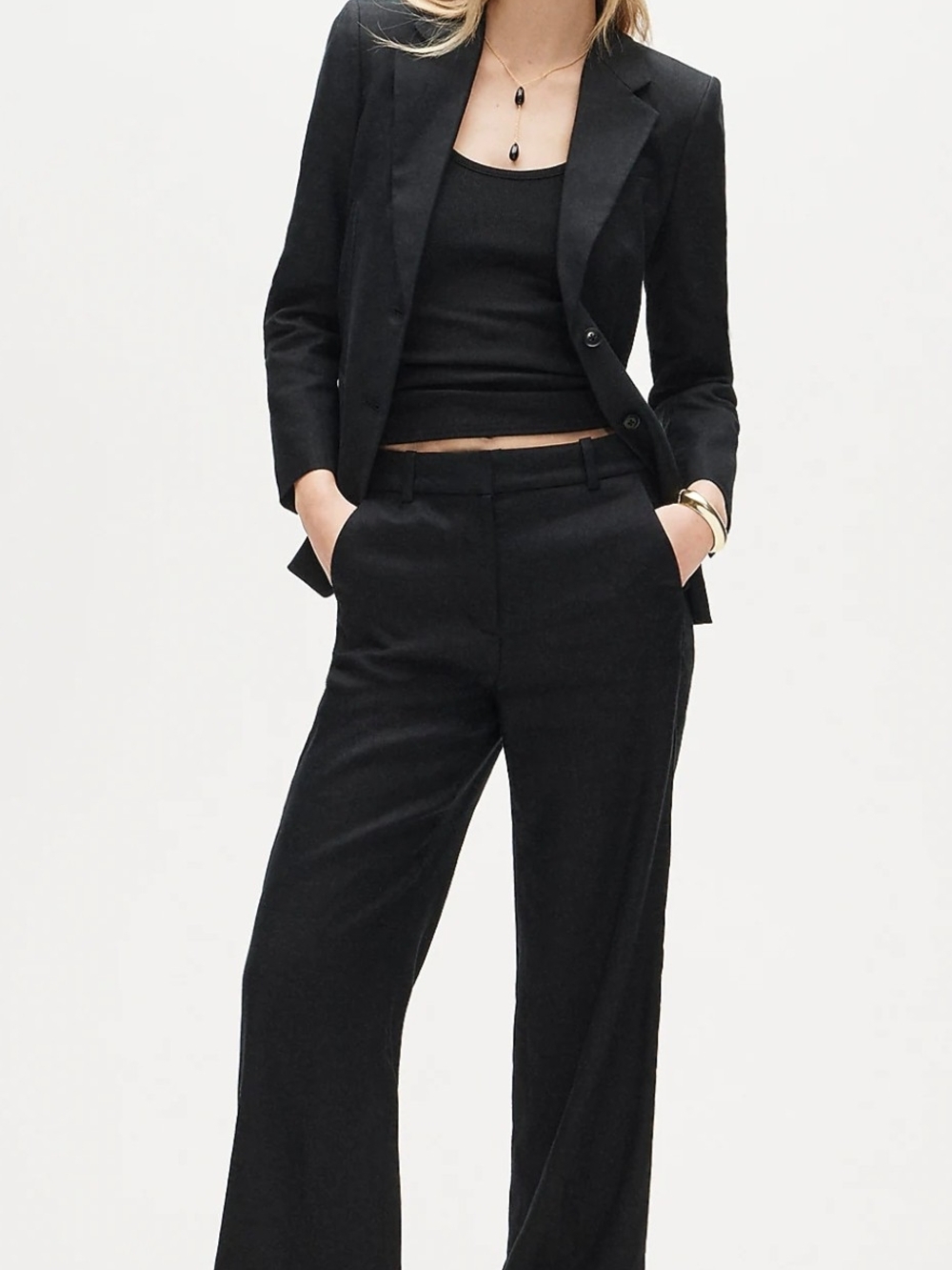 Petite Carolina flare pant in stretch linen blend
